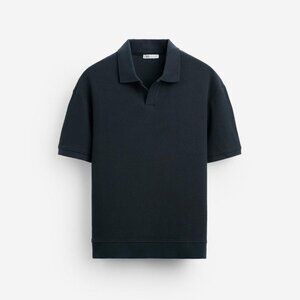 Zara rib structured polo Navy blue